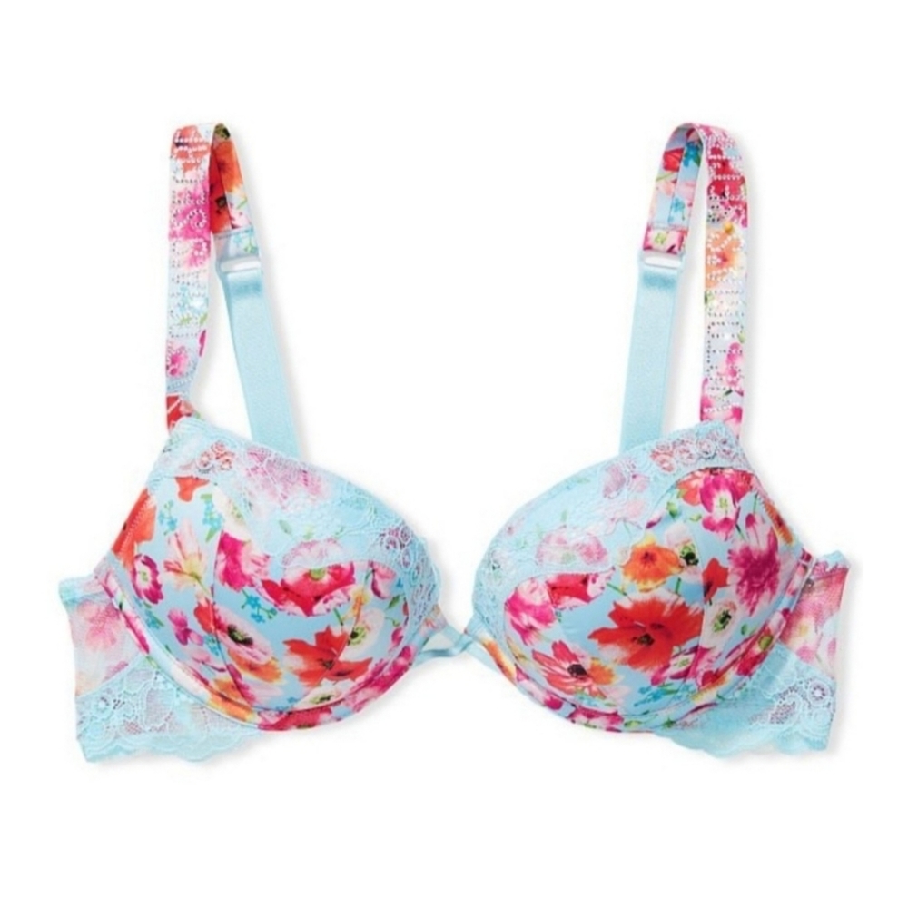 Nwot Victoria Secret Shine Floral Bombshell Plunge Bra 32a & 34dd
